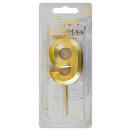 Свеча-цифра "9" Витая золото