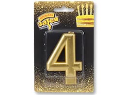 Свеча-цифра Золотая "4" /8см/V