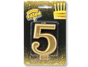 Свеча-цифра Золотая "5" /8см/V