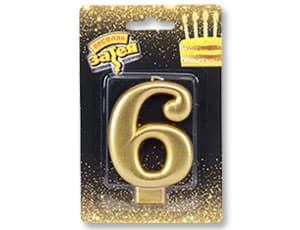 Свеча-цифра Золотая "6" /8см/V Свеча-цифра Золотая "6" /8см/V