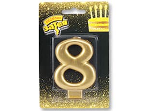 Свеча-цифра Золотая "8" /8см/V