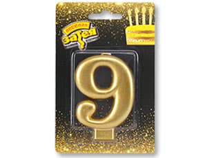 Свеча-цифра Золотая "9" /8см/V