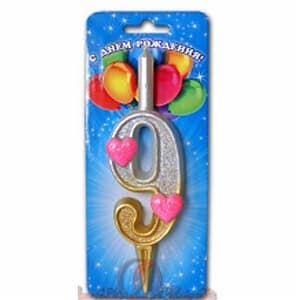 Свеча цифры с сердечками"8"