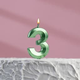 Свеча в торт на шпажке «Грань», цифра "3",изумруд, 13 см
