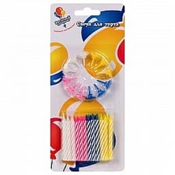 Свечи 2-х цветные с держателем 6см/24шт