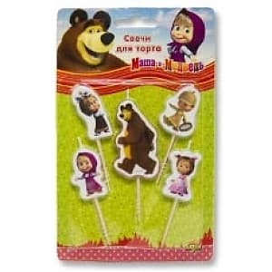 Свечи д/торта на пиках Маша и Медведь 5шт/V