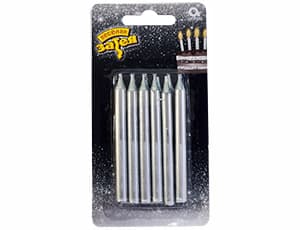 Свечи д/торта серебро 8см12шт/V