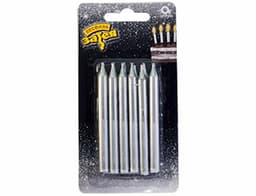 Свечи д/торта серебро 8см12шт/V