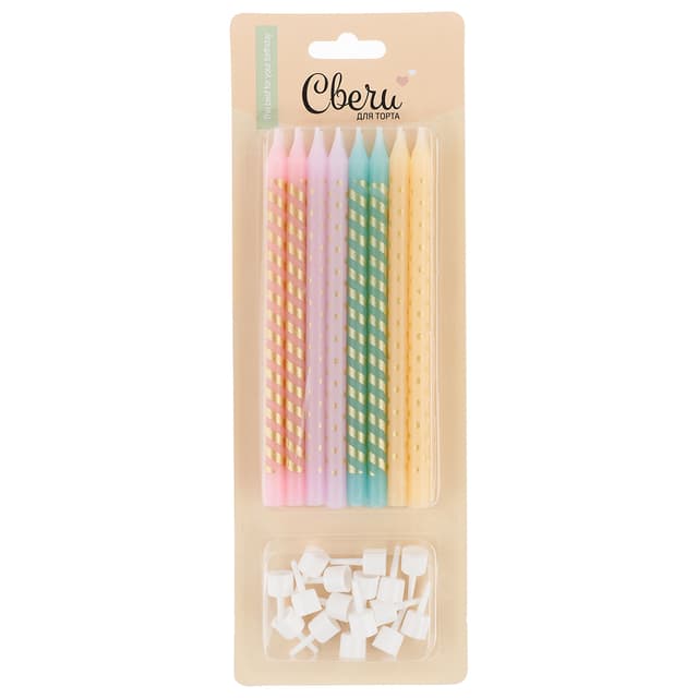 Свечи Изящный микс, Металлик, 0,7*12 + 1 см, 16 шт. с держат. Свечи Изящный микс, Металлик, 0,7*12 + 1 см, 16 шт. с держат.