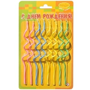 Свечи Коктейльные спираль 8 шт. 12см.