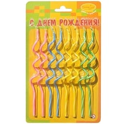 Свечи Коктейльные спираль 8 шт. 12см.