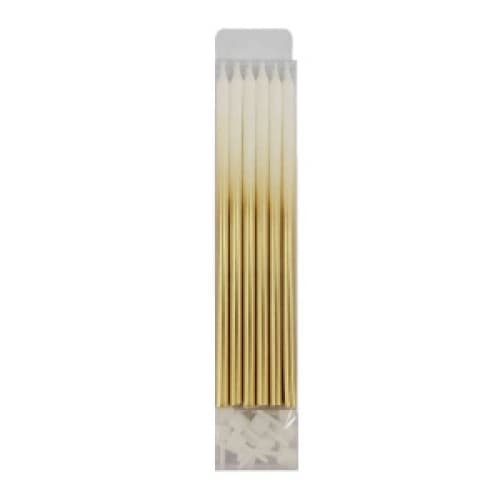 Свечи Металлик White&Gold с держателями 12шт/15см Свечи Металлик White&Gold с держателями 12шт/15см