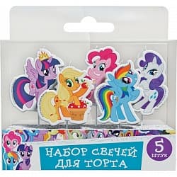 Свечи Мой маленький пони, 5шт с держателями, 7см