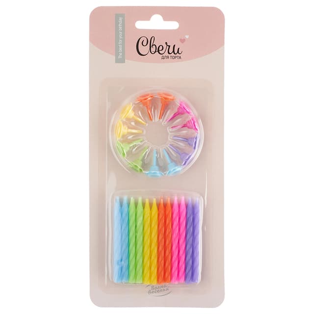 Свечи Радужный микс, Ассорти, 6 см, 24 шт. с держат. Свечи Радужный микс, Ассорти, 6 см, 24 шт. с держат.