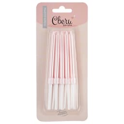 Свечи Розовый, Перламутр, 0,6*8 см, 10 шт. с держат.