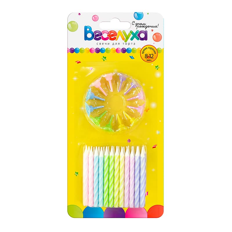 Свечи тортовые классические Макаронс 6см/24шт/