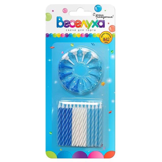 Свечи тортовые классические Микс голубой,темно-синий 6см/24шт Свечи тортовые классические Микс голубой,темно-синий 6см/24шт