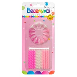 Свечи тортовые классические Микс розовый,нежно-розовый 6см/24шт