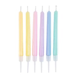 Свечи тортовые классические ""Рим"" Пастель разноцветная с держателями / 6 шт., 9 см /