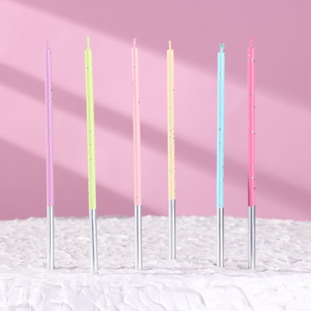 Свечи в торт, 6 штук "Исполнение желаний", 15 см, разноцветный Свечи в торт, 6 штук "Исполнение желаний", 15 см, разноцветный