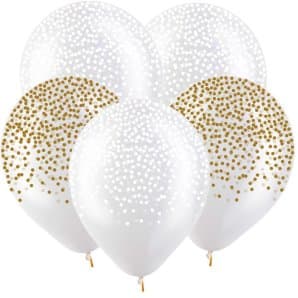 Т 12 Шар Конфетти (золото,белое) Прозрачный Кристалл / 30 см