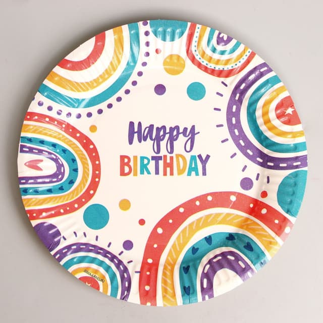 Тарелка бумажная Happy birthday, набор 6 шт, 18 см Тарелка бумажная Happy birthday, набор 6 шт, 18 см
