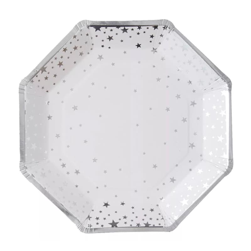 Тарелка фигурная Звездная россыпь серебро 18см/6шт/