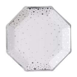 Тарелка фигурная Звездная россыпь серебро 18см/6шт/