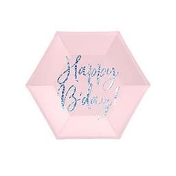 Тарелка Happy B day розовая 20см/6шт/