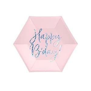 Тарелка Happy B day розовая 20см/6шт/ Тарелка Happy B day розовая 20см/6шт/