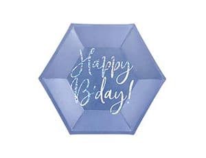 Тарелка Happy B day синяя 20см/6шт/ Тарелка Happy B day синяя 20см/6шт/