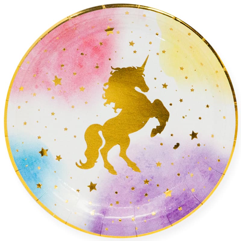Тарелки (9''/23 см) Звездный Единорог, Металлик, 6 шт.