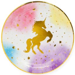 Тарелки (9''/23 см) Звездный Единорог, Металлик, 6 шт.
