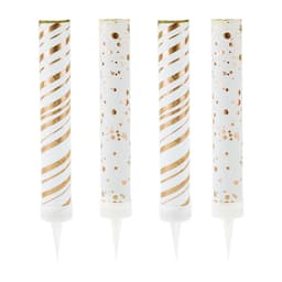 Тортовая свеча "Полоски и Точки" Микс с печатью Роза голд 10 см, 30 сек. / 4 шт. /