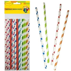 Трубочки бумажные цветное ассорти