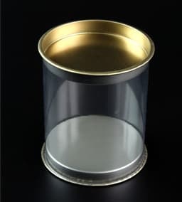 Тубус Цилиндр с крышкой, 9,2*12,5 см, Прозрачный/Золото