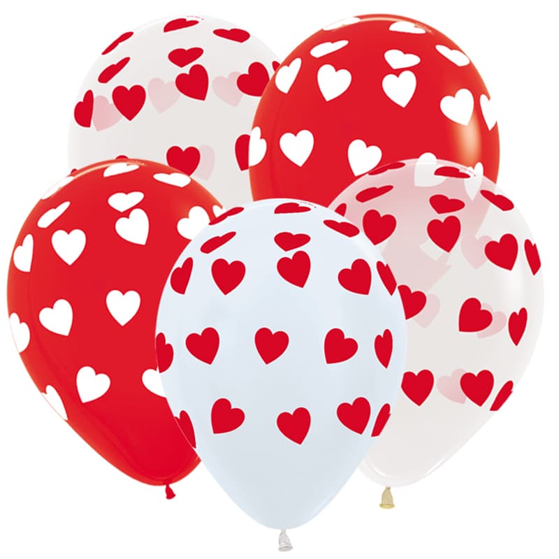 V 12"/ 30 см Сердца классические, Ассорти Пастель