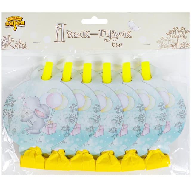 Язычок-гудок с карт. Зайка/6 шт Язычок-гудок с карт. Зайка/6 шт