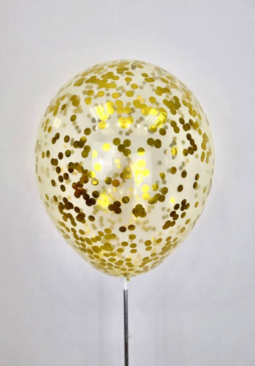 Желтый кристалл с круглым конфетти (золото)