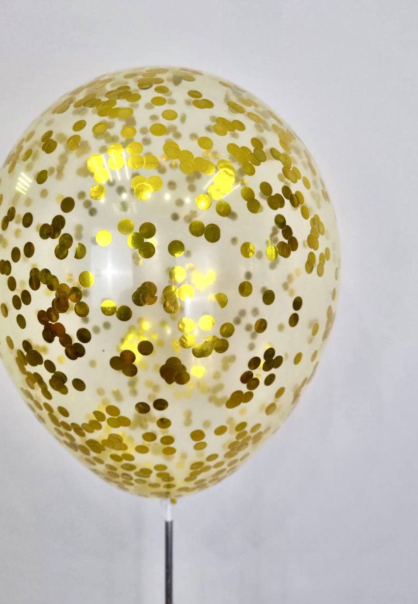 Желтый кристалл с круглым конфетти (золото)